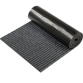 A Roll Large Semi-Finished Striped Door Mat Waterproof Entry Mat with Rubber Lining, Indoor and Outdoor Rug for Wet Weather, Entrance Shoe Scraper, Kitchen, Bathroom (15.8 x 78.8 Inch, Gray)
