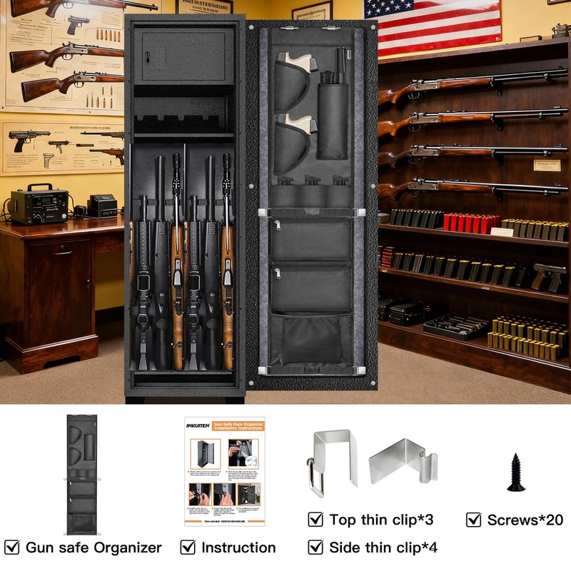 INKUITEN Gun Safe Door Organizer,Gun Safe Door Panel Organizer with