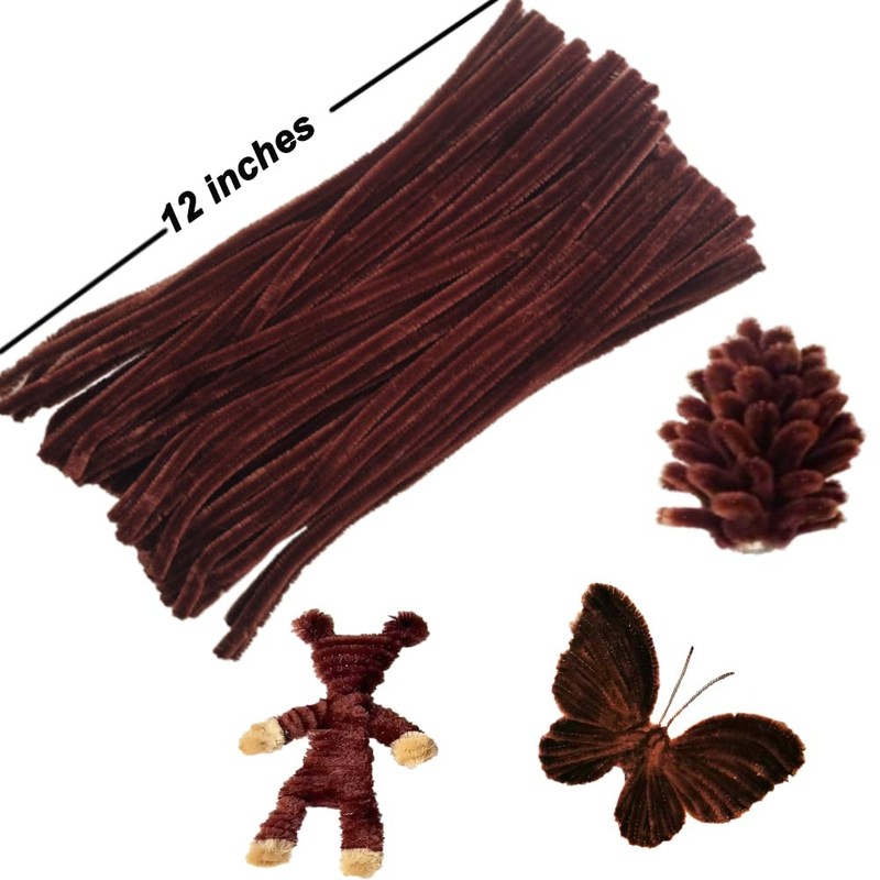 100pcs Brown Pipe Cleaners Chenille Stems for DIY Art &