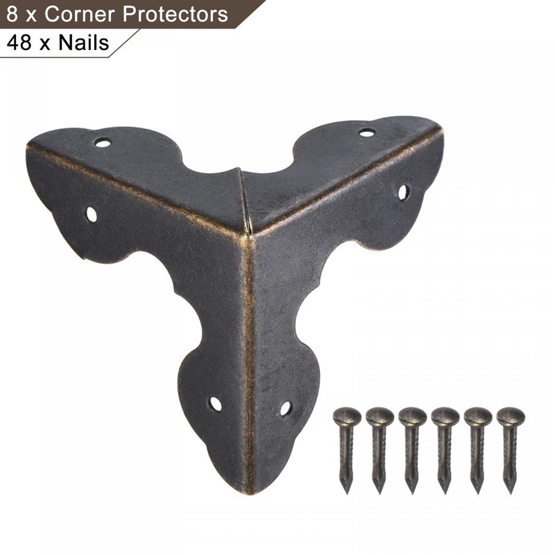 uxcell 33x33x33mm Metal Box Corner Protectors Edge Guard Bronze Tone