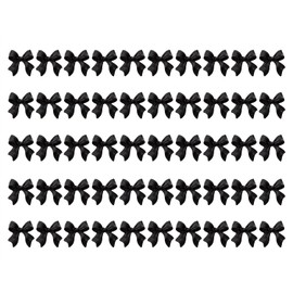 PPhtony Acrylic Flatback Nail Bows Rhinestones Charms Gems for Women Girls Nail Art Design Nail Accessories DIY Decoration, 50PCS (Black)