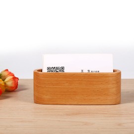 Yosoo Health Gear Wooden Desktop Business Card Holder, A5 Leaflet Holder, A5 Flyer Display Stand, Name Card Case, Storage Box Organizer for Office Desk Desktop(Beech light yellow)