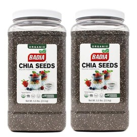 Badia Organic Chia Seeds, 5.5 Pounds (Pack of 2) – Superfood Rich in Omega-3, Fiber & Protein for Smoothies, & Baking, Gluten Free, Kosher