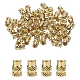 sourcing map 50pcs M6 Threaded Inserts Brass Heat Set Insert M6x12mm, OD 8mm Knurled Insert Nuts, 3D Printing Brass Nuts Female Threaded Inserts Nuts