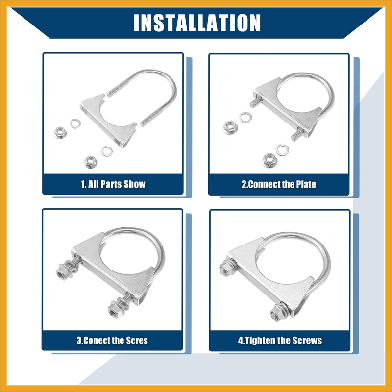 Partuto Round U Bolt Muffler Exhaust Clamps for Car /