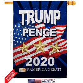 Trump Pence 2020 Garden House Flags Set Patriotic President Democrat Republican Tea Party United State American Election Small Decorative Gift Yard Banner Double-Sided Made in USA 28 X 40