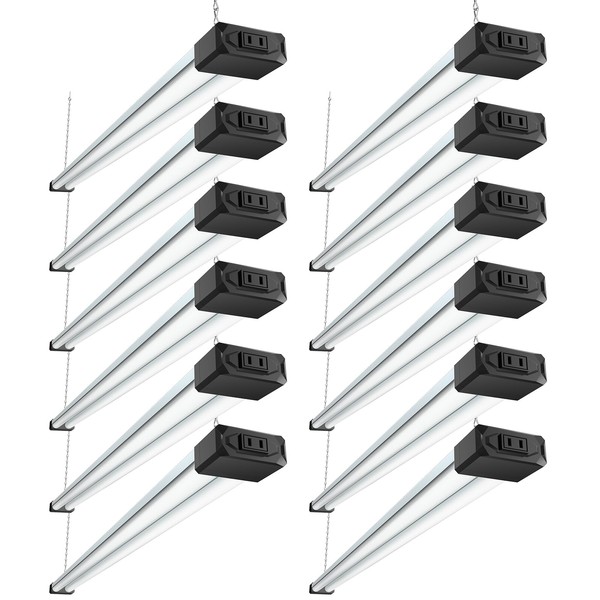 BBOUNDER 12 Pack Linkable LED Shop Light with Reflector, Super