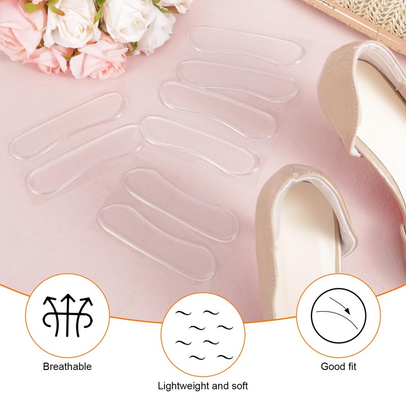 6 Pairs Sandal Strap Cushion Strips, Transparent Self-Adhesive Heel Liners