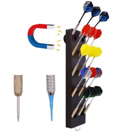 YYST Magnetic Dart Holder/Stand/Caddy/Display/Rack/Wall Mount - Hold 15 Steel or Soft Tip Darts – Black W Rubber Coated Magnets (1)