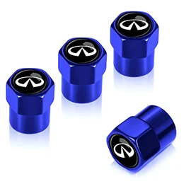 Tire Valve Stem Caps,Wheel Caps Compatible with Infiniti Q50L QX50 QX60S QX55 Q30 Series All Models, Decoration Metal Air Valve Cover Car Accessories,Not Made by Infiniti,4 Pcs(Blue)