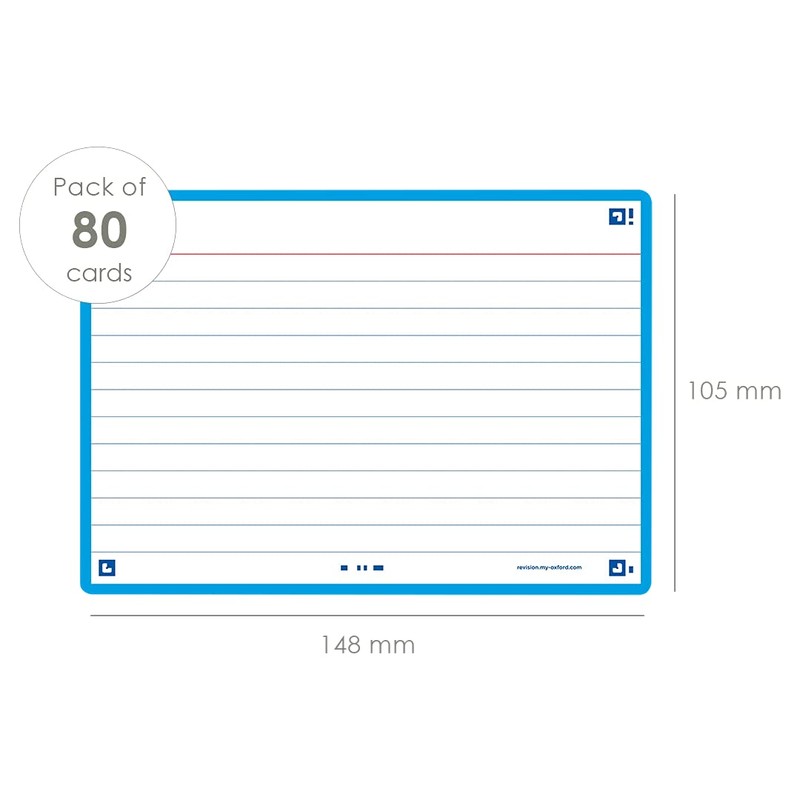 Flash Cards, Ruled with Turquoise Frame, A6, Pack of 80
