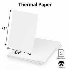 100 Sheets Thermal Printer Paper, 8.5"x 11" US Letter Size - High-Efficiency Durable Printing for Home Work, Printing Contract, Picture, Compatible with Most Thermal Printers (100 Sheets)
