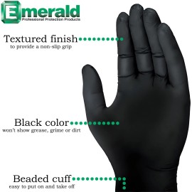 Emerald 100 Count SIZE LARGE Powder-Free Nitrile Exam Gloves – 3 Mil