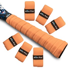 Alien Pros Tennis Grip Tape (6 Handles) - Pre-Cut Tennis Grip Tape for a Light Grip - Stick on Your Racket for Highest Performance (6 Grips, Neon Orange)