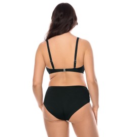 VIVISENCE Bikini Set Straps Adjustable High Waistband Perfect for Beach Holidays 3202, black, 3 XL