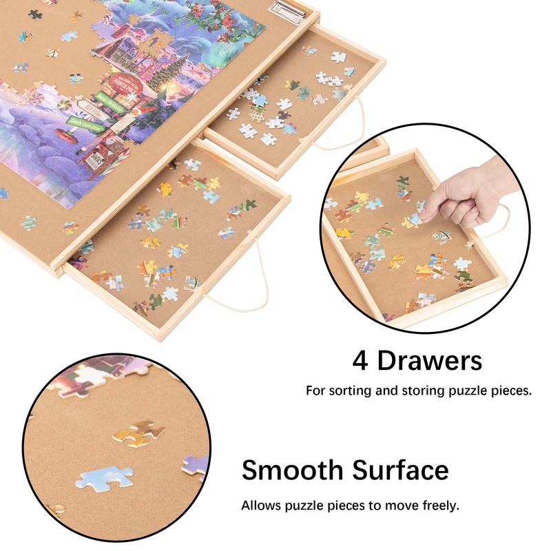 Lavievert 1500 Pieces Jigsaw Puzzle Table with 4 Drawers, Wooden