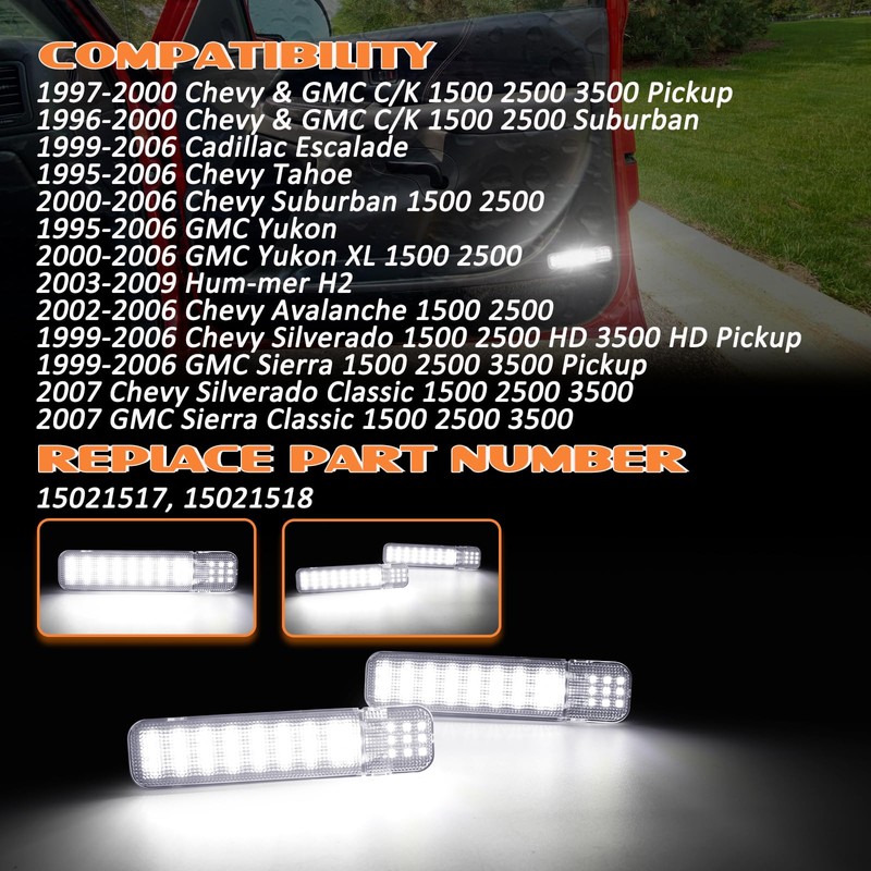 AreLokpri LED Interior Door Panel Light Compatible for 1997-2007 C-he-vy