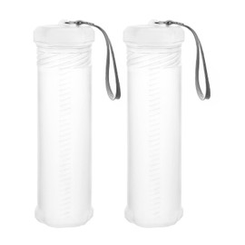 QWORK Extendable Artist Storage Tube - Durable Plastic, 2 Pack Adjustable Length 8.5" to 15", 2.4" Width, Translucent with Carrying Lanyard for Brushes, Pens & Watercolor Supplies