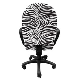 Ambesonne Zebra Print Office Chair Slipcover, Striped Zebra Animal Print Nature Wildlife Inspired Simplistic Illustration, Protective Stretch Decorative Fabric Cover, Standard Size, Black White