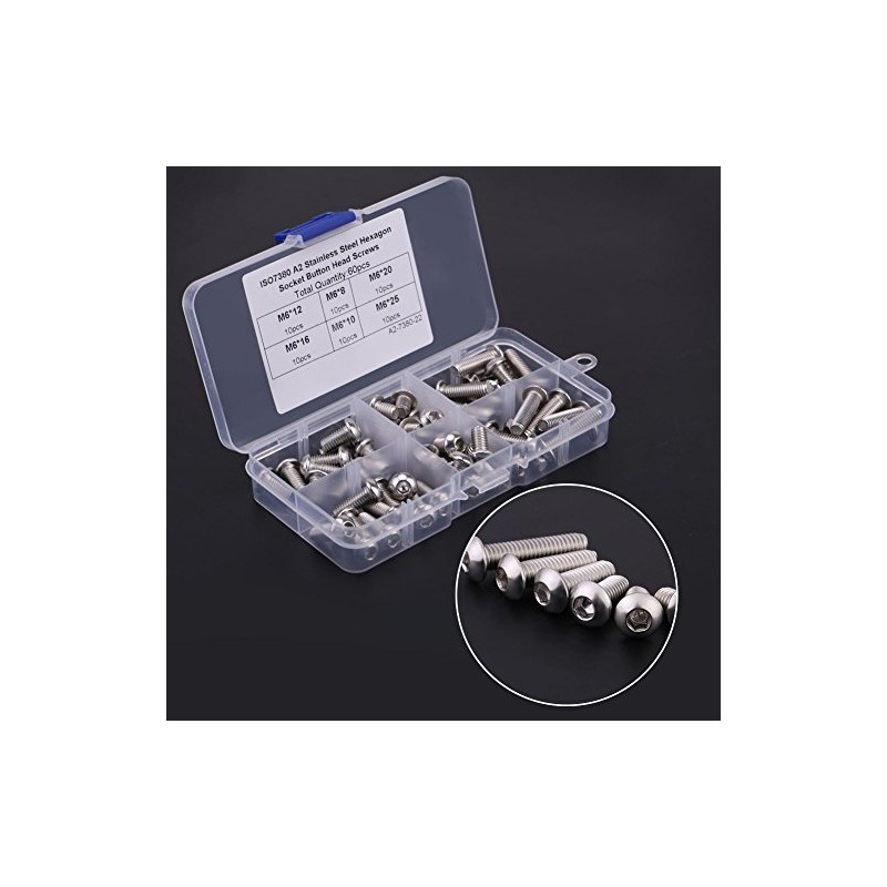 Tornillos de Cabeza Hexagonal M6 60 Unidades con Tuercas Acero