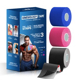 Kinesiology Tape 20 Precut Strips - Athletic Tape Waterproof Tape for Joint Support - Sports Tape for Strength,Training, Weight Lifting by Hemlec (3 Pack)