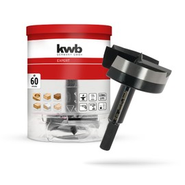 kwb Forstner Drill, Diameter 60 mm, Pot Drill Bit (for Wood, Forged Drill Head, Special Grinding, Fast, Tear-Free Drill Holes, 4-Sided Ground Centring Tip, for Cordless Screwdrivers and Drills)