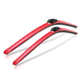 ClixWipers 22" + 22" (Set of 2) Red All Weather Premium Automotive Replacement Windshield Wiper Blades, Passenger and Driver Side Winter Wiper Blades for Various Car Models