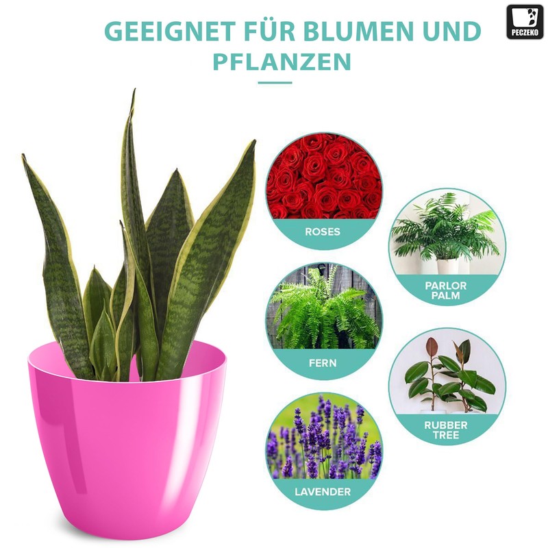 PECZEKO Flower Pot Shiny Plastic Planter Decorative Pot for Large