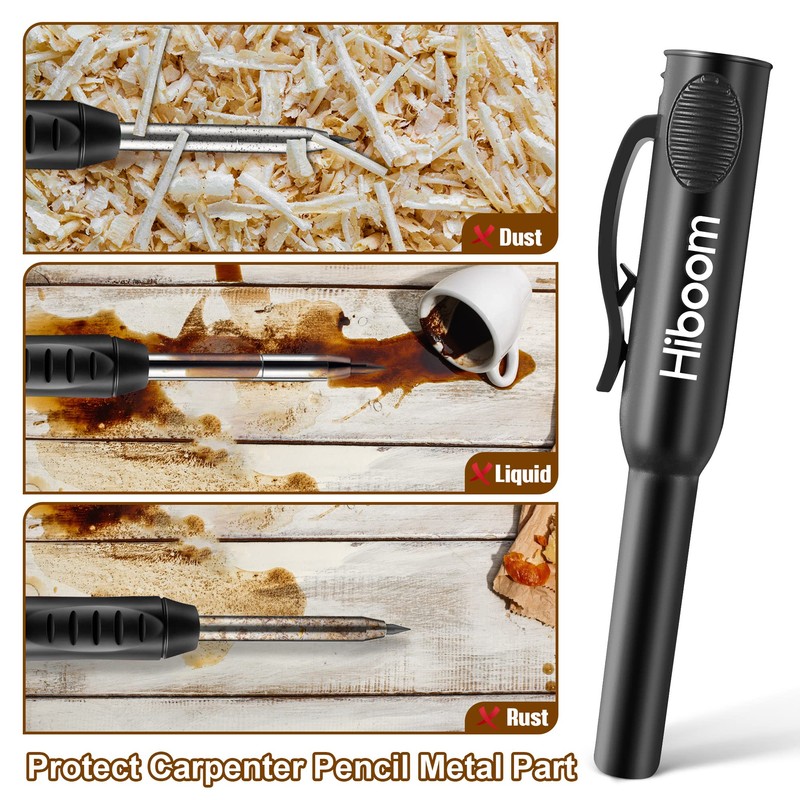 Hiboom 2 Pack Solid Carpenter Pencils with Pencil Cap and