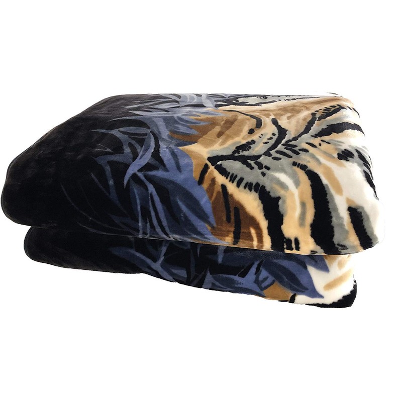 Solaron Super Thick Mink Blanket BM253 Queen 3 Tigers Blue