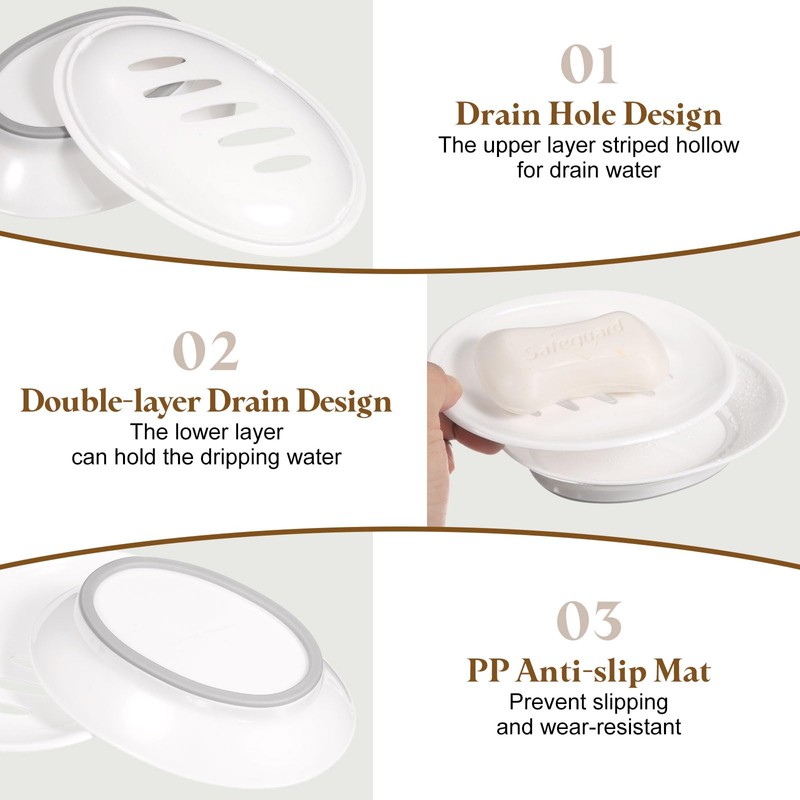 sourcing map Soap Container, 2Pcs 15.5x11cm Plastic Soap Dish with
