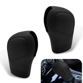 Dogary 2 PCS Car Gear Shift Knob Head Cover, Elastic Silicone Auto Automatic Shift Knob Protective Cover, Replaceable Decorative Accessories, Suitable for Most Car Models (Black)