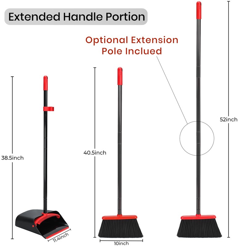 TreeLen Dust Pan and Broom/Dustpan Cleans Broom Combo with 52"