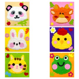 Bojueshaw 6PCS Sewing Tool Kit for Kids - DIY Creative Cartoon Yarn Embroidery Craft Set, Beginner-Friendly Stitching and Threading Kit with Detailed Design for Learning Sewing