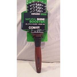 Conair Ceramic Wood Natural Shine Booster Round Hair Brush