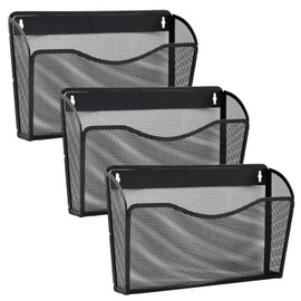 Gawerk 3 Pack Wall File Organizer, Mesh Hanging Metal Vertical Wall Mounted File Holder for Office/Home