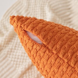 Kevin Textile Pack of 2 Corduroy Decorative Throw Pillow Covers 12x20 Inch Soft Boho Striped Pillow Covers Modern Farmhouse Home Decor for Spring Sofa Living Room Couch Bed Orange