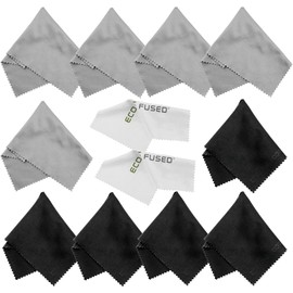 Eco-Fused Microfiber Cleaning Cloths - 12 Pack - for Cleaning Glasses, Spectacles, Camera Lenses, iPad, Tablets, Phones, iPhone, Android Phones, Laptops, LCD Screens and Other Delicate Surfaces