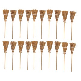 Yosoo Mini Escoba de Juguete, 20 Piezas de Accesorios de Escoba de Cosplay en Miniatura, Escobas de Paja Artificiales para el Hogar, JardíN de Hadas, 