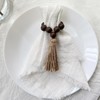 Napkin Rings Set of 12,Wooden Napkin Rings,Wood Bead Elastic Farmhouse