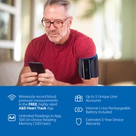 A&D Medical UltraConnect Wireless Upper Arm Blood Pressure Monitor (UA-1200BLE)