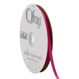 Offray Berwick 1/4" Wide Double Face Satin Ribbon, Wild Berry Pink, 100 Yds
