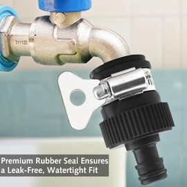 Universal Tap Connection, Garden Hose Pipe Adapter, Indoor Tap Connection, 14-22 mm Mixer Round Tap Adapter, Threadless Kitchen Taps, Adjustable Stainless Steel Cuff