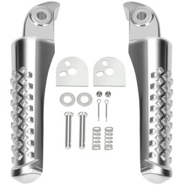 YOXUFA Mini Bike Foot Pegs Footrest Compatible with Coleman BT200X CT200U Trail 200 CT200U-EX CT100u Trail 100 CC100X 196cc 200cc 6.5hp Powersports Motor Left Right Silver 2 pack Parts
