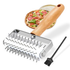 Pizza Dough Docker, Professional Dough Roller with Wooden Handle, Sturdy Pizza Docking Tool that Prevents Dough from Blistering, Time-Saver for Making Pizza Cookie Pie Pastry