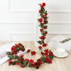 WNHNO Red Artificial Peony Flower Garland, Silk Hanging Vine, 72