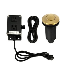 Akicon Garbage Disposal Kitchen Air Switch Kit, Dual Outlet Sink Top/Counter Top Waste Disposal On/Off Switch Kit, 2-1/2'' Max Countertop Thickness (Brass Gold)