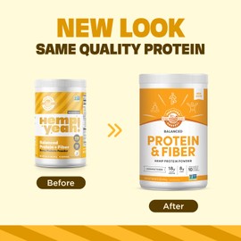 Manitoba Harvest Hemp Yeah Balanced Protein and Fiber Powder, Unsweetened, 16oz, with 15g protein, 8g Fiber and 2g Omegas 3&6 per Serving, Keto-Friendly, Preservative Free, Non-GMO, Packaging May Vary