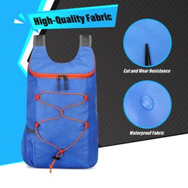 Sahunfri 2 Pcs Ultra Lightweight Backpack, Foldable Backpack Water Resistant Travel Rucksack, Multi-Functional Foldable Backpacks Womens Men For Camping, Hiking, Biking (Black Royal-blue)