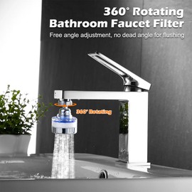 3 Pack Sink Water Filter Faucet and 10 Filter Elements Set, 360 ° Rotating Bathroom Sink Filter, Kitchen Sink Faucet Filter Removes Fluoride Hard Water, Faucet Extender for Home Kitchen Bathroom